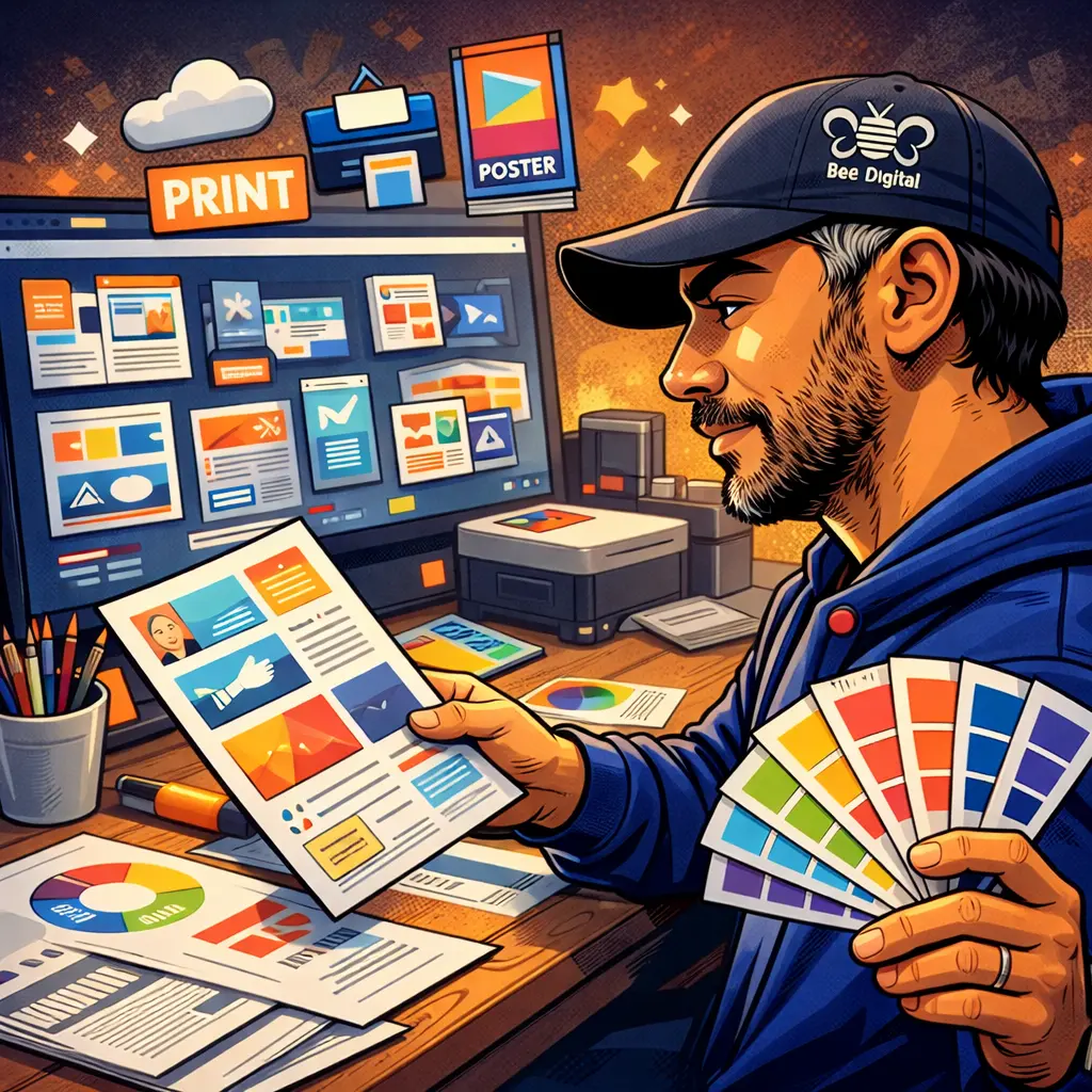 Design, das professionell wirkt – und im Kopf bleibt. Von Visitenkarte bis Großfläche, mit sauberer Druckdaten-Erstellung.  Flyer, Plakate, Broschüren, Anzeigen